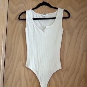 Ribbed white bodysuit